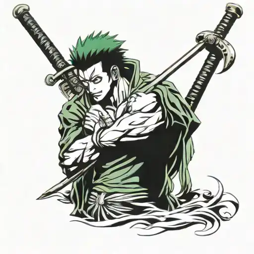 ichigo bleach roronoa zoro one piece tattoo design idea