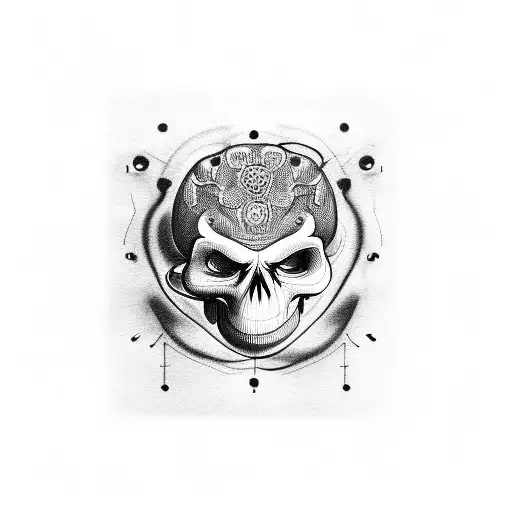 neuroscience scull tattoo design idea