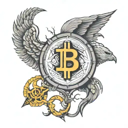 helm of awe, bitcoin symbol intertwined tattoo design idea