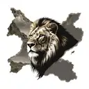 Upper arm sleeve, A loin pride on a African rock plain, All female lions around A pride leading male lion  tattoo design idea