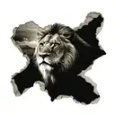 Upper arm sleeve, A loin pride on a African rock plain, All female lions around A pride leading male lion  tattoo design idea