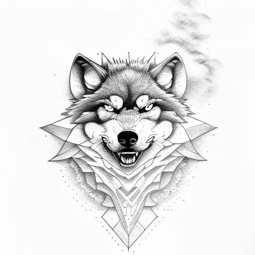 angry wolf  tattoo design idea