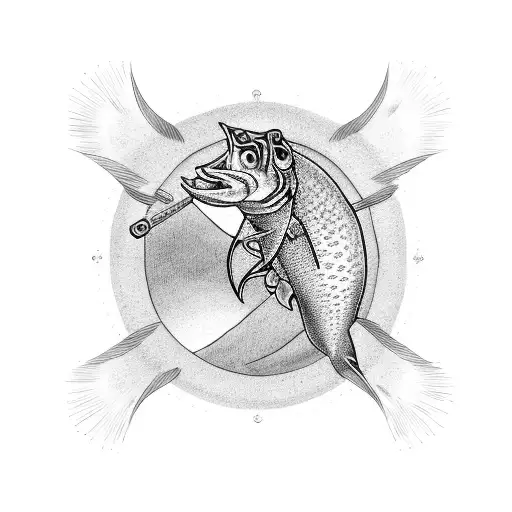 pike fish tattoo design idea