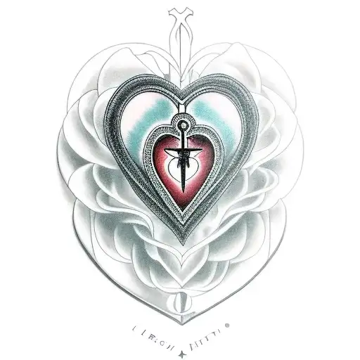 Sacred Heart loving woman truth respect love tattoo design idea
