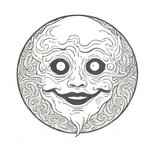 ghost face with moon  tattoo design idea