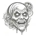 ghost face from scary movies tattoo with a crescent moon  tattoo design idea