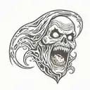 ghost face from scary movies tattoo with a crescent moon  tattoo design idea