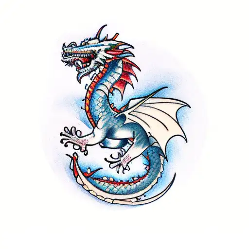 two dragons breathing fire tattoo design idea