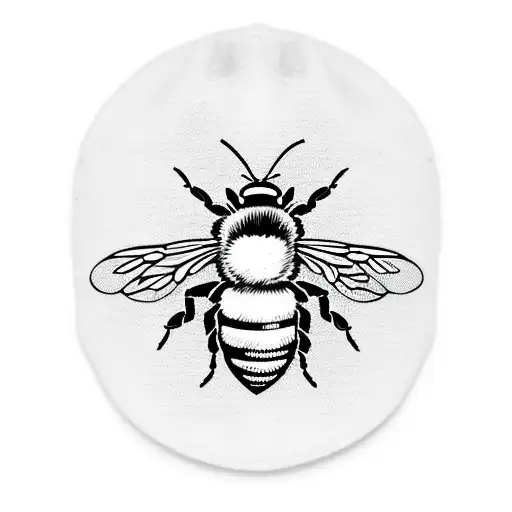 bee bite smoke with Beanie hat, elegant and noble, logo, black and white, sticker, seal tattoo design idea