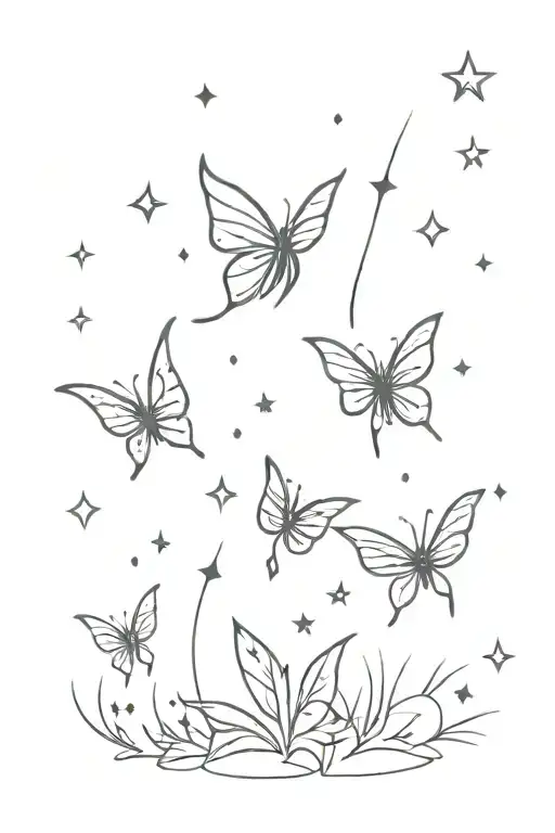 Dainty fairy dust sparkles scattered tattoo design idea
