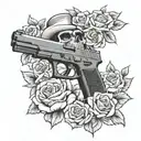 Chicana with a Glock 9mm gun tattoo design idea