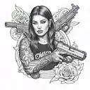 Chicana with a Glock 9mm gun tattoo design idea