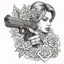 Chicana with a Glock 9mm gun tattoo design idea