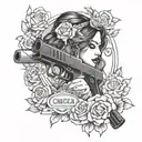 Chicana with a Glock 9mm gun tattoo design idea