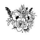 2D Bouquet with violet and lavender tattoo design idea