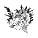 2D Bouquet with violet and lavender tattoo design idea