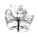 Bouquet with one violet and three branches of lavender tattoo design idea