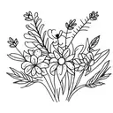 Bouquet with one violet and three branches of lavender tattoo design idea