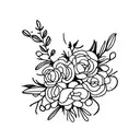 Bouquet with one violet and three branches of lavender tattoo design idea