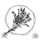 Bouquet with one violet and three branches of lavender tattoo design idea