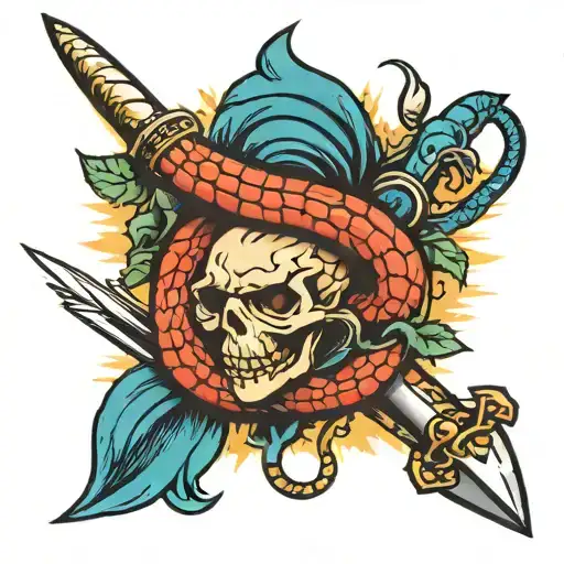 snake and dagger tattoo design idea