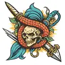 snake and dagger tattoo design idea