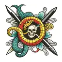 snake and dagger tattoo design idea