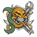 snake and dagger tattoo design idea