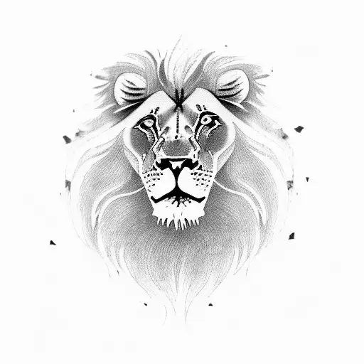 male lion with two lion cubs tattoo design idea