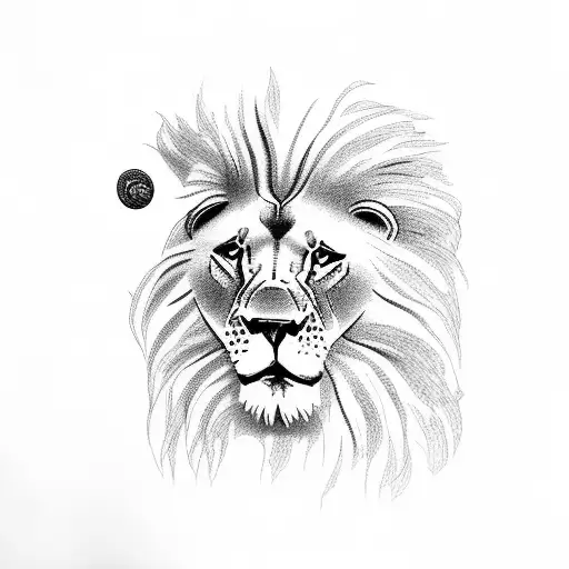 male lion with two lion cubs tattoo design idea