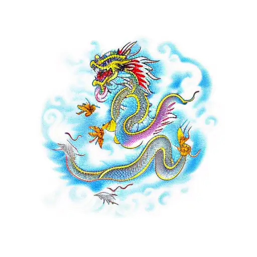 Chinese Dragon and Phoenix tattoo design idea