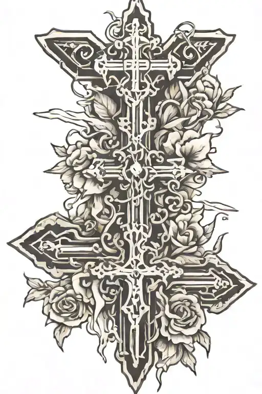 crosses horizontally a scar tattoo design idea