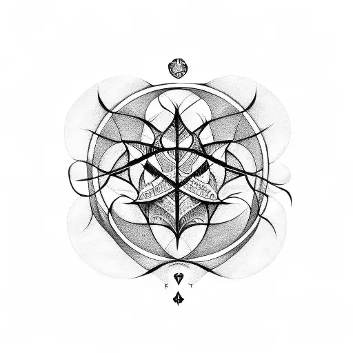 A blackwork tattoo of a psychology symbol intertwined with a wanderlust symbol tattoo design idea