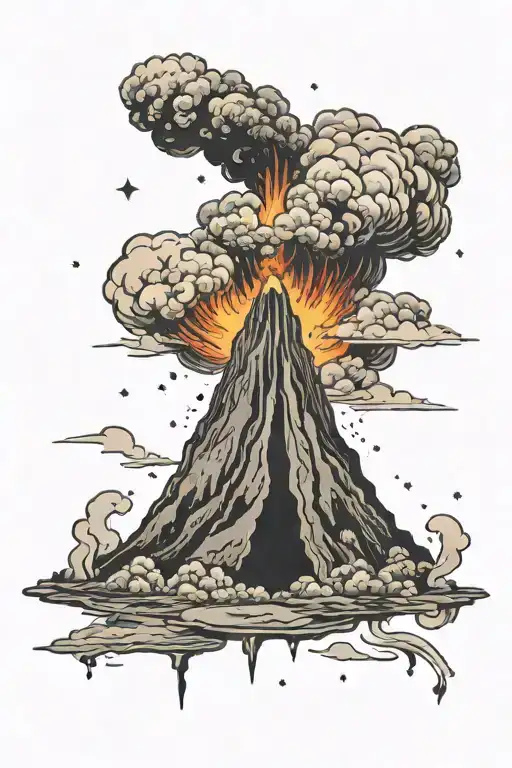 an erupting volcano with an outer space themed tattoo tattoo design idea