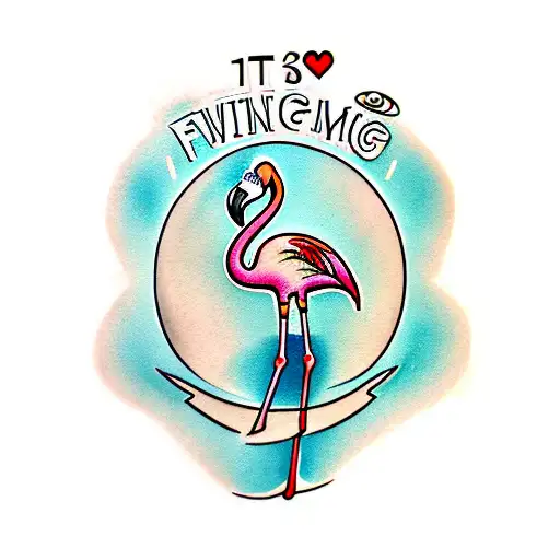 1950s flamingo winking tattoo design idea
