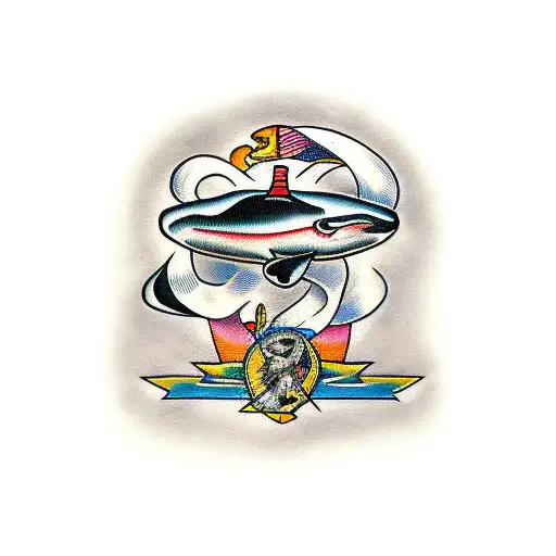 human cross orca tattoo design idea