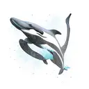 killer whale in human form tattoo design idea