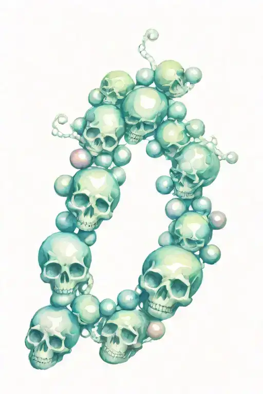 string of pearls with the pearls shaped like skulls  tattoo design idea