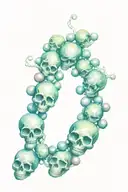 string of pearls with the pearls shaped like skulls  tattoo design idea