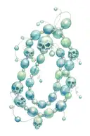 string of pearls with the pearls shaped like skulls  tattoo design idea