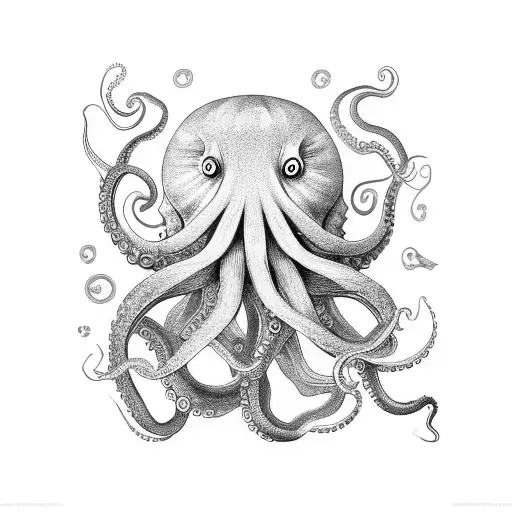 Octopus with many instruments tattoo design idea