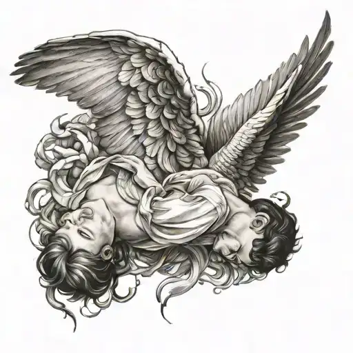 falling angel tattoo design idea