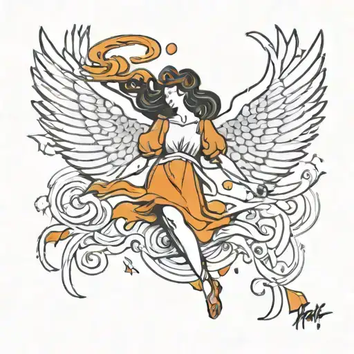 falling angel tattoo design idea