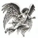 falling angel tattoo design idea