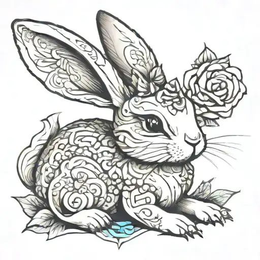 bunny tattoo design idea