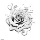 Rose with Snakes and sword  tattoo design idea