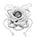 Rose with Snakes and sword  tattoo design idea