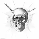 skull with "easy does it" written around it tattoo design idea