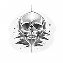 skull with "easy does it" written around it tattoo design idea
