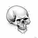 skull with "easy does it" written around it tattoo design idea